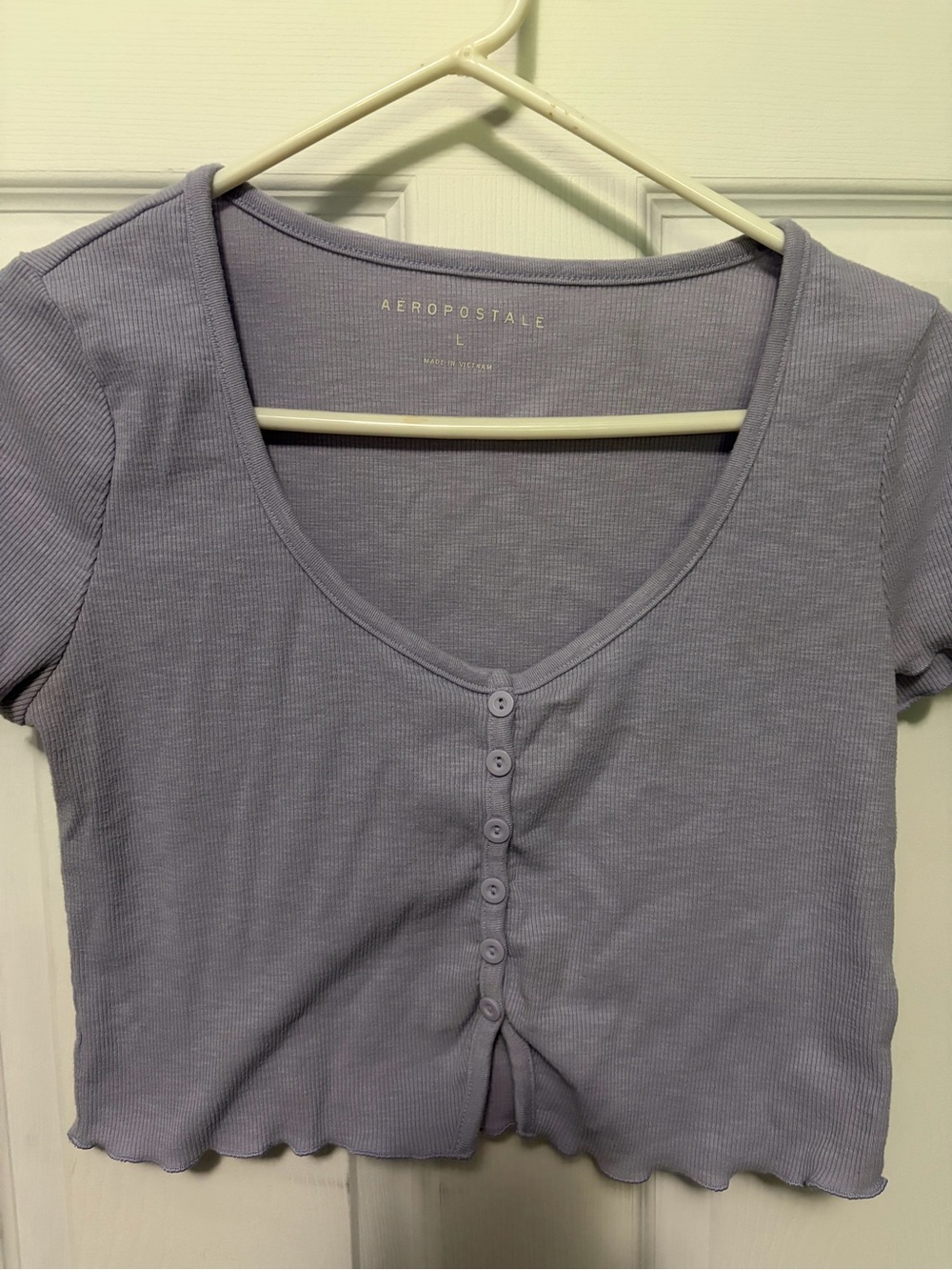 Aeropostale Lilac Ribbed Button-Front Crop Top